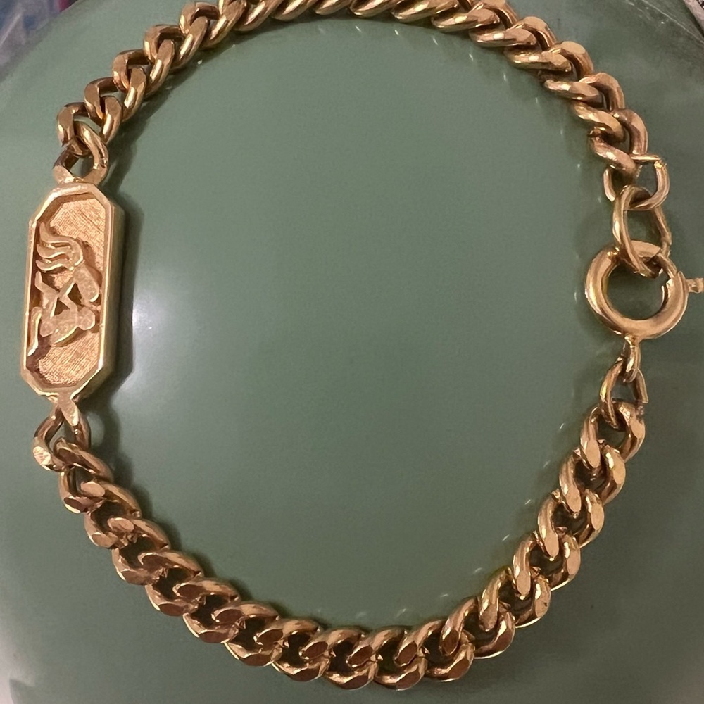 Vintage Trafari Aquarius Gold-Tone Chain Bracelet